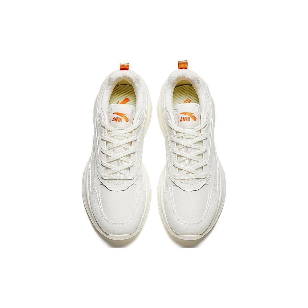 New Anta Chaobai Gz Durable Breathable Low Top Casual Shoes Women's White Orange 122348812-5