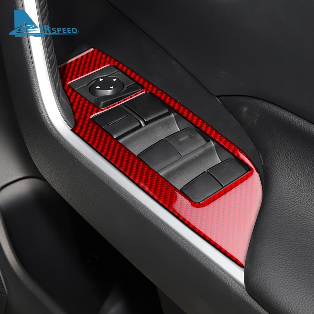 Echter Weicher Kohlefaser-Aufkleber für Toyota RAV4 XA50 2019 2020 2025 2025 2025 2025 2025 LHD RHD Auto Fensterheberknopf Panel Verkleidung