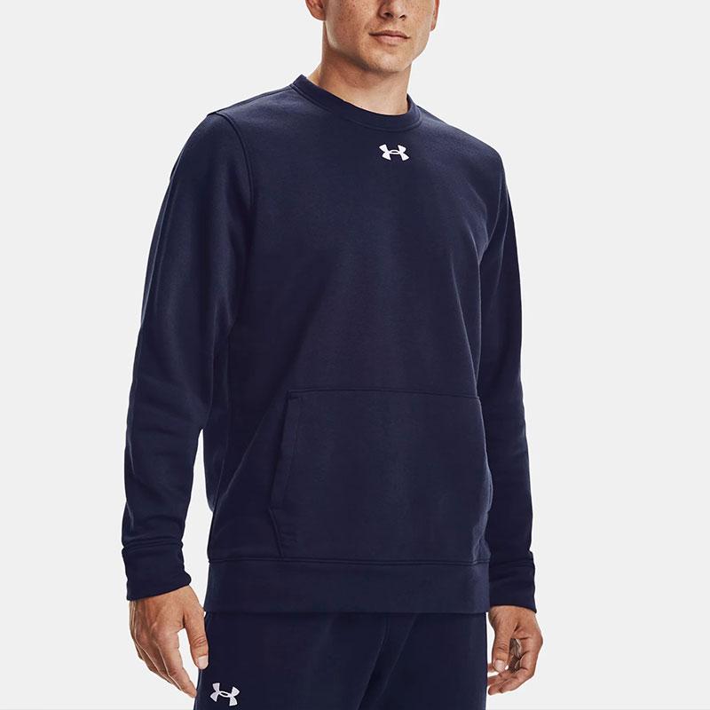 Under Armour Rival Fleece 2.0 Team Crew Solid Color Pullover Sweatshirt Men sweatshirts Navy-Blue 1302159-410