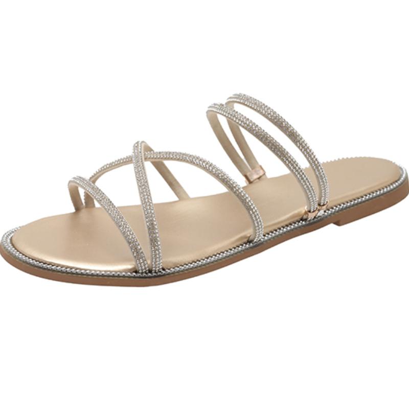 Women Slippers 2024 New Summer Flat Glitter Designer Sandals Luxury Rubber Rome Slippers Slides Women Zapatos De Mujer