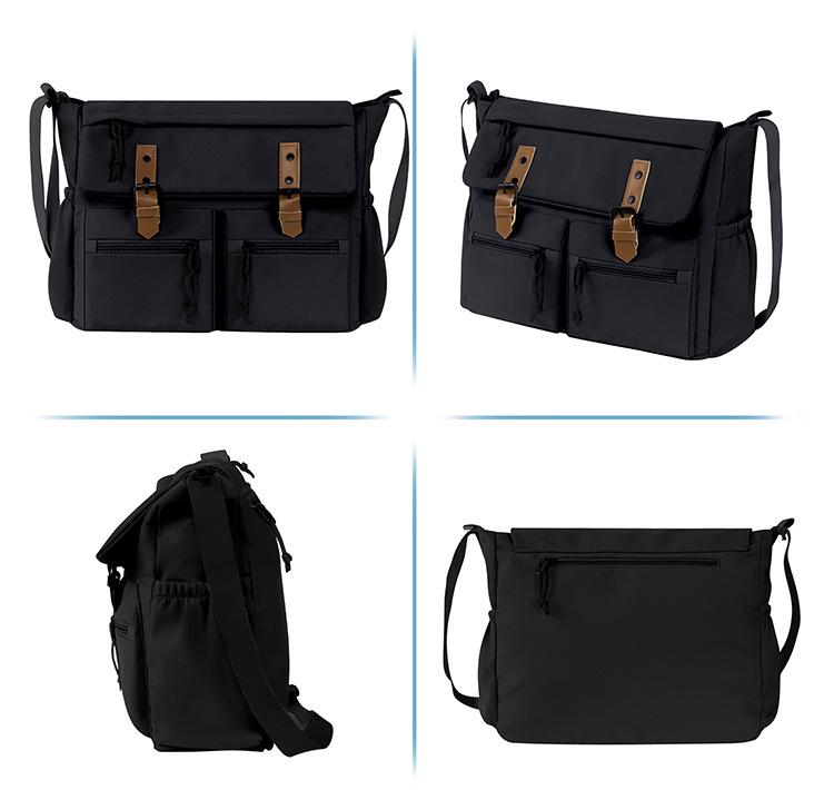 Versatile Large Capacity Canvas Crossbody Bag for Women & Men - Trendy Black Shoulder Bag