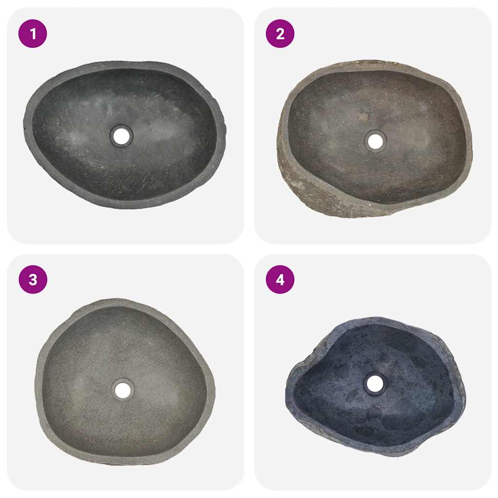 Vidaxl River Stone Sink, Oval, (45-53)X(34-41) Cm