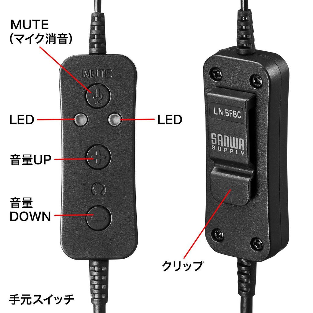 Sanwa Supply USB Single Compatible with and Teams MM-HSU04BK Headset, Wired, In-Ear, Lightweight, Skype, Zoom,