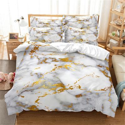 Marble GrainGolden Duvet Cover Fashion Girls Boys Bedding Set Queen Double Bed Set Comforter Set Bedding Duvet Cover Set