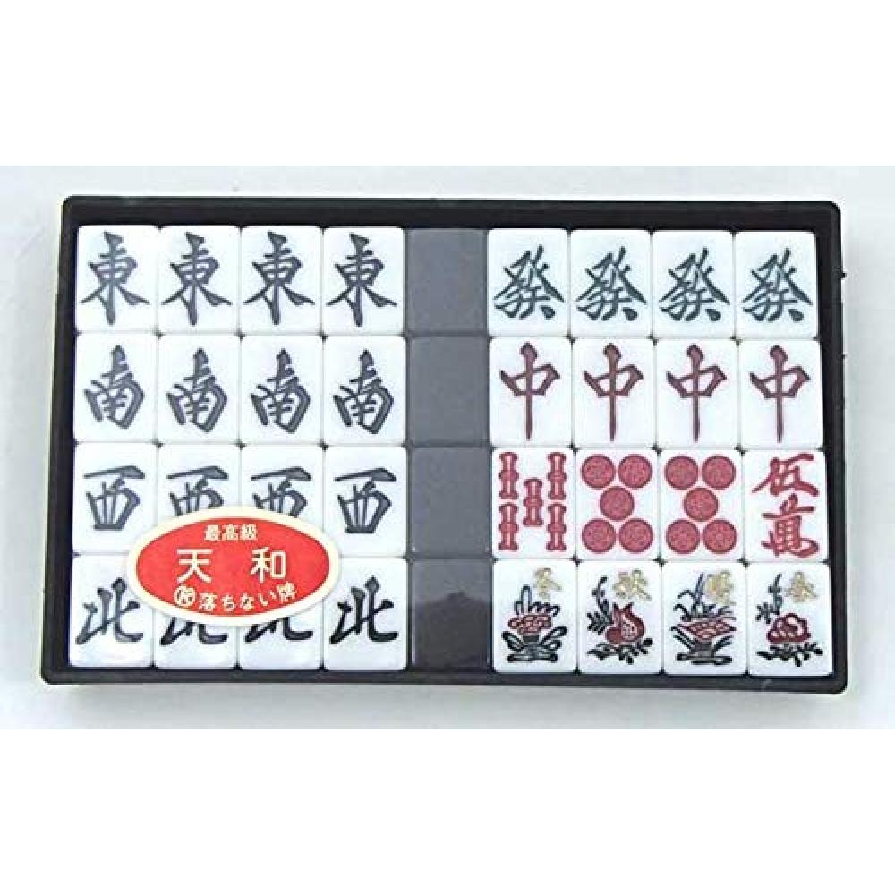 Hand-made Domestic Mahjong Tiles, Hard-to-break Mahjong Tiles, Custom-made Tenwa Black (with Color Dot Sticks), Go Labo Original Tile Strap Included