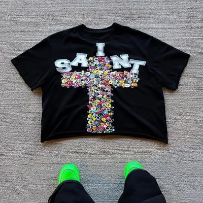 ZYLLO Nové Streetwear Pánské Dámské Harajuku Vintage Grafický Potisk Kříže Oversized Tričko Goth Ležérní Bavlna Spadlé Rukávy Krátký Rukáv Topy