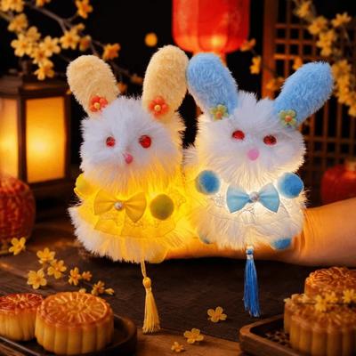 Cartoon Luminous Handheld Lamp Chinese Style Plush Rabbit Lantern  Photography Props