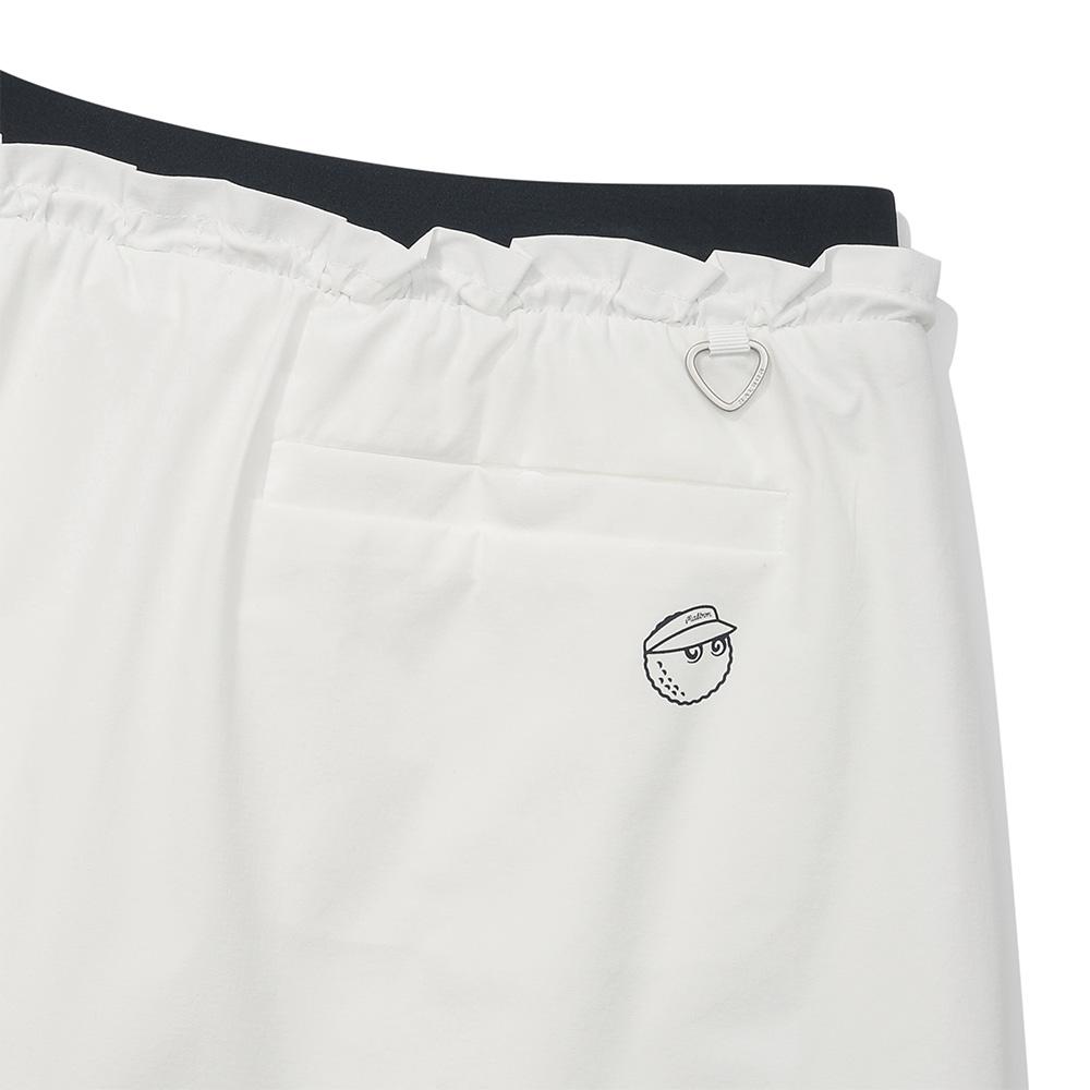 MALBON GOLF Double Obi Pintuck Flare Skirt Off White (Woman)