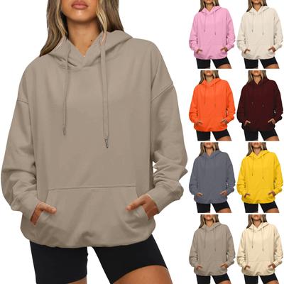 Women's Casual Oversized Hoodie Soft Pink Long Sleeve Pullover Sweatshirt with Pockets and Drawstring