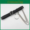 Versatile Minimalist Black Pu Buckle Belt With Chain And Ring For Young Adults