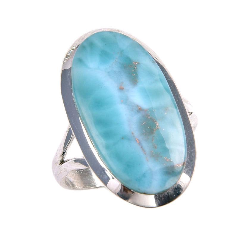 Natural Republic Larimar Gemstone 925 Sterling Silver Jewelry Ring Size 7.5 O2d99