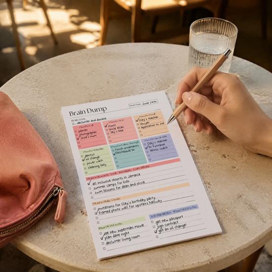 A5 Daily Planner Notebook To-Do List Notebook, 50 Page And Brain Dump Journal, Sturdy Writing Pad for Use Binding Wear-Resistant Cover Study