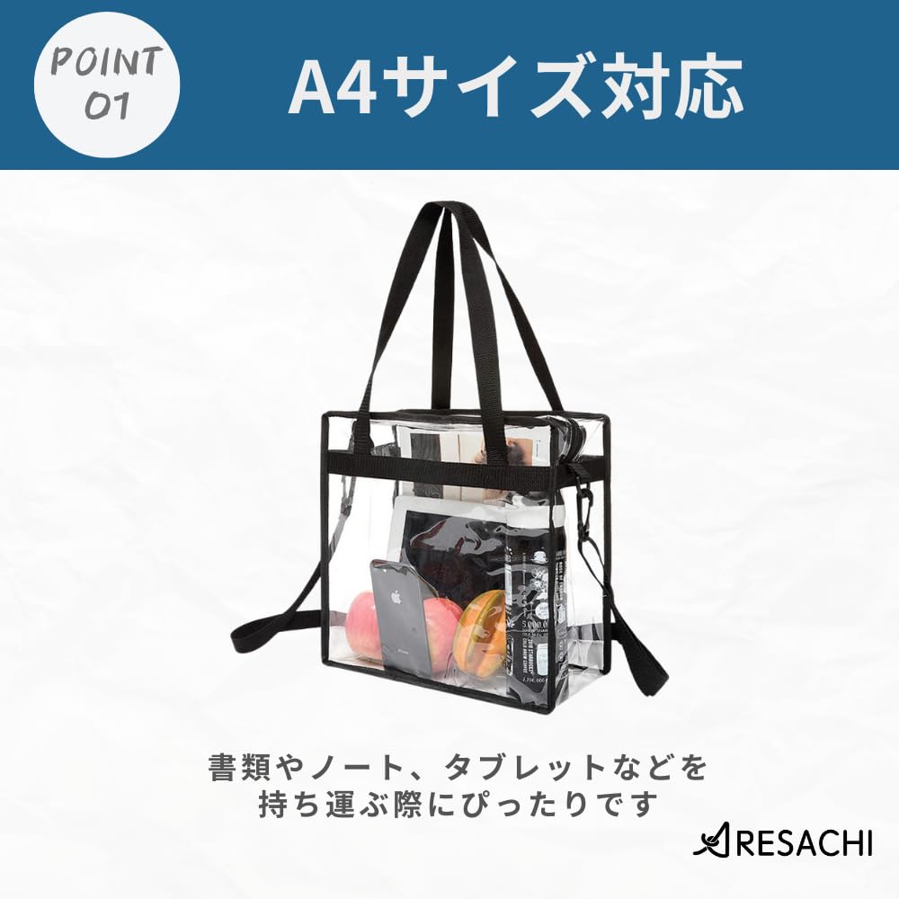 [ARESACHI] Vinyl Bag, Transparent Clear Tote Bag, Oshikatsu Bag, Shoulder Bag, A4, White