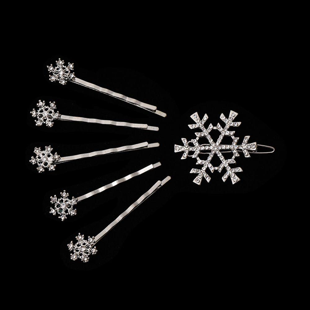 Girls Shiny Christmas Hair Clips Crystal Snowflake Hairpins Hair Accessories Rhinestone Barrette