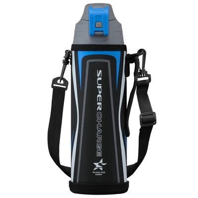 Vakuumisolierte Trinkflasche 1L Kalthaltung 6 Stunden Direkttrinktyp Tragbare Wasserflasche mit BeutelDBR-1000 SchwarzSchwarz x Blau)