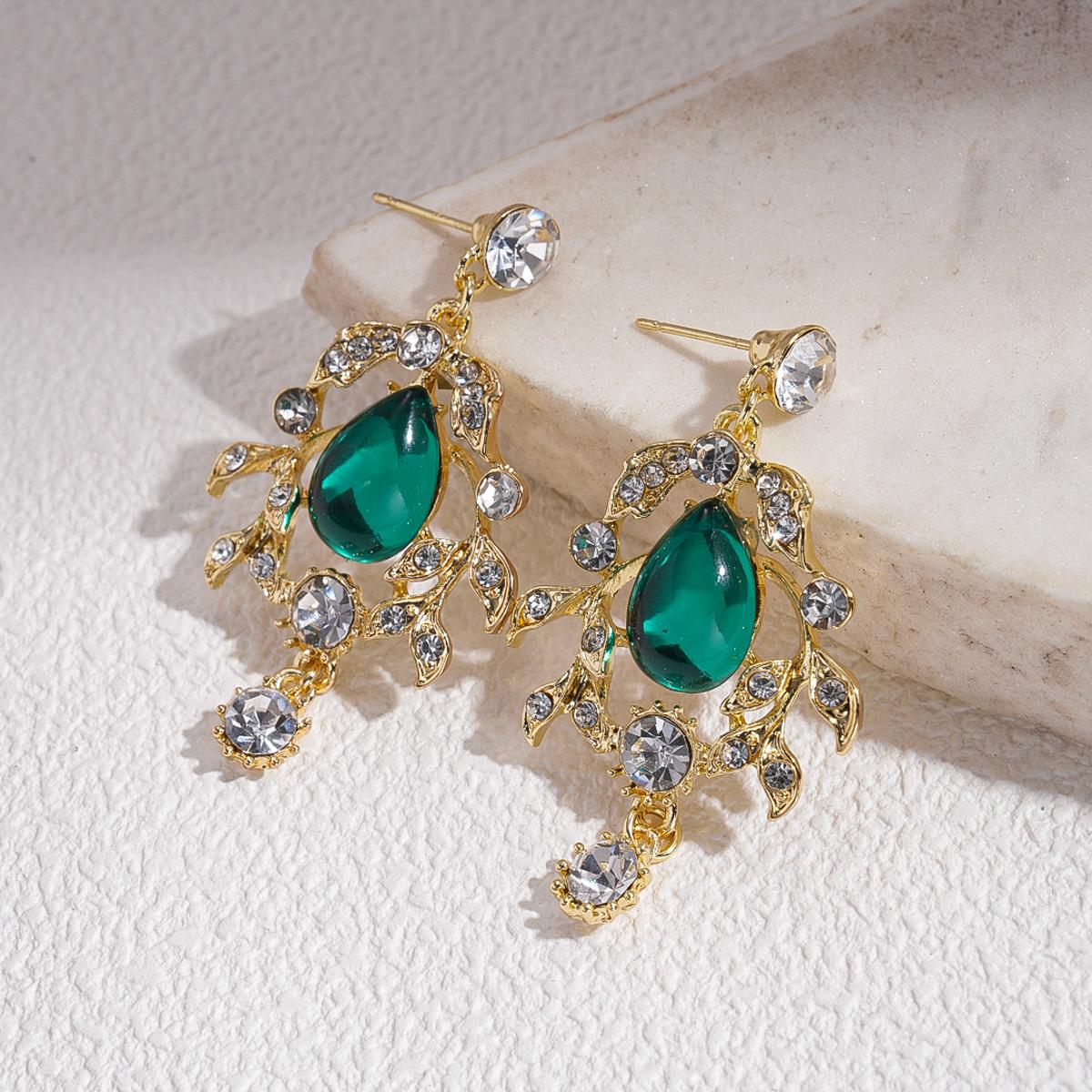 Алмазная смоляная листовая капля Цепочка на ключицу Ожерелье в придворном стиле