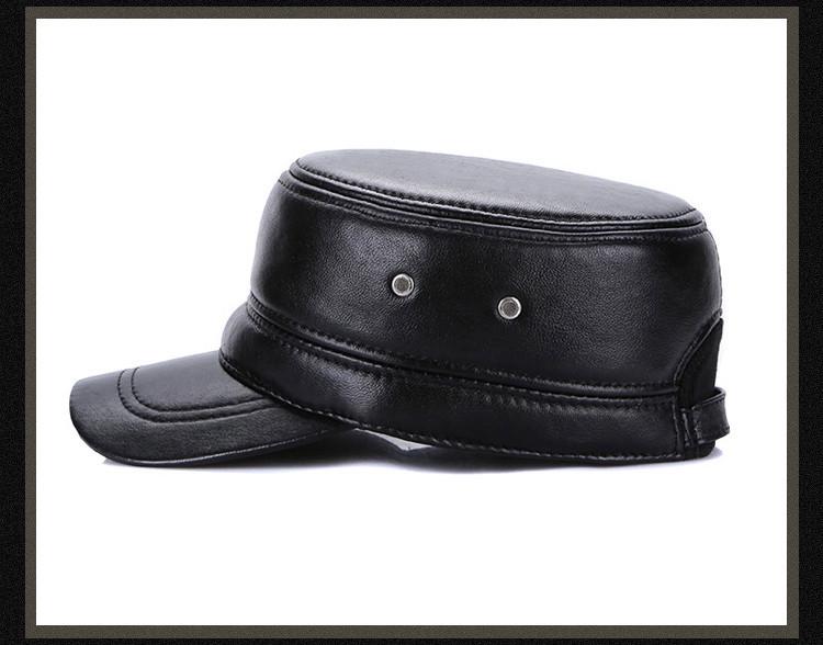 Men's Adjustable Sheepskin Leather Duckbill Cap - Warm Autumn/Winter Hat