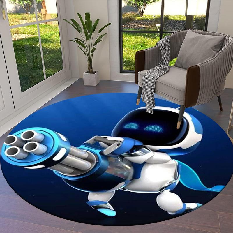 Tappeto Rotondo ASTRO BOT, Tappeto per Soggiorno Camera da Letto Divano Sala Giochi Decorazione, Tappetino Antiscivolo