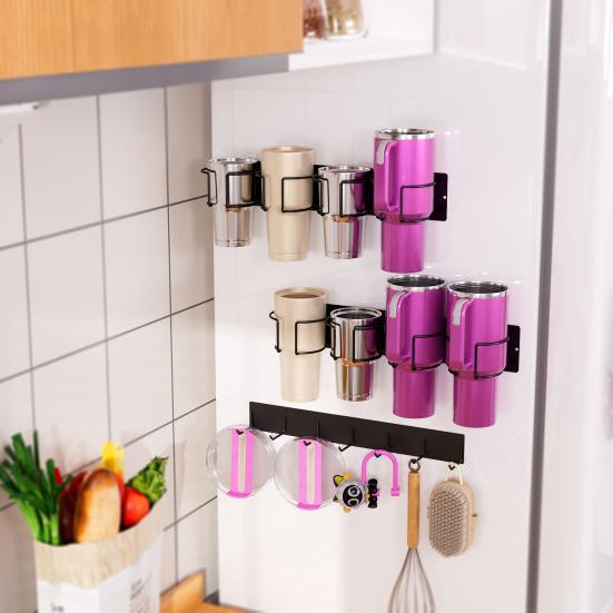 Magnetic Cup Storage Rack Water Bottle Holder Rustproof Strong Load-bearing Easy To Install