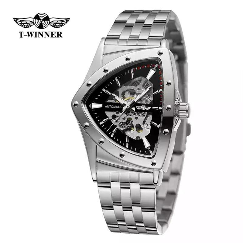 Winner Style Men'S Fashion Casual Hollow Triangle, Automatic Mechanical Watch