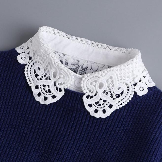 Lace Novelty Fake Collar for Women Shirt Front Ties Detachable Collar Stand Dress Sweater Girls False Collar