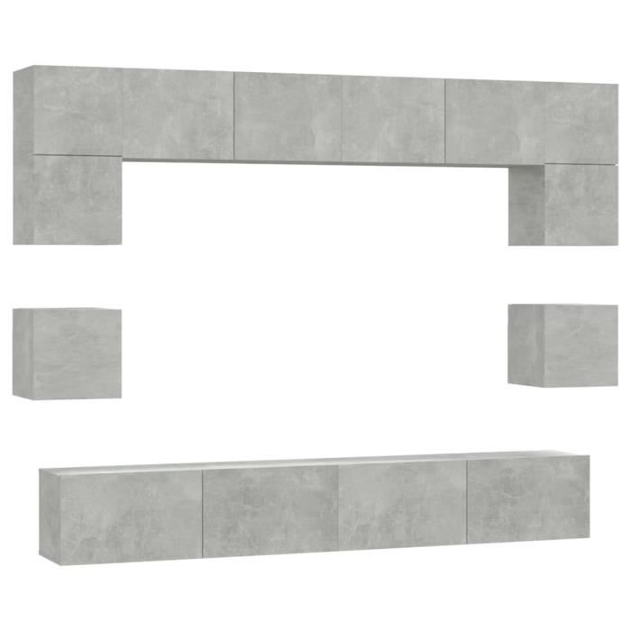 VidaXL TV Furniture Set 8 Pcs Concrete Grey Engineered Wood 3114417