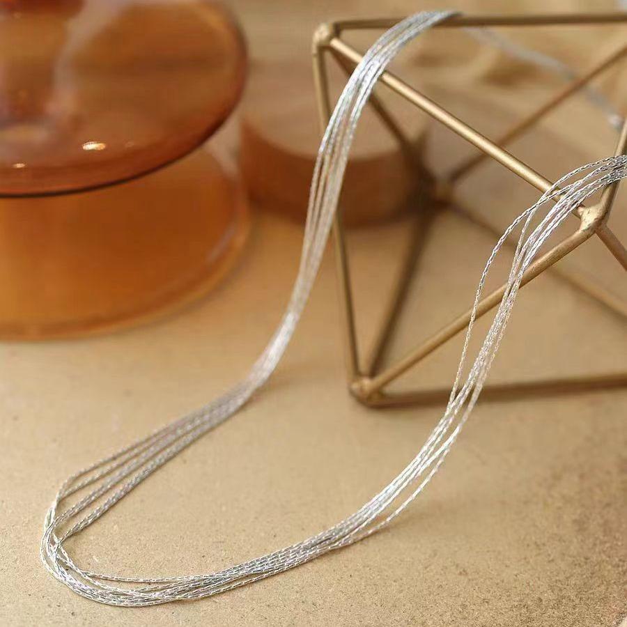 New Sparkling Multilayer Exquisite Long Bling Chain Necklace Unisex Silver Color Metal Stylish Chokers Elegant Exquisite Jewelry