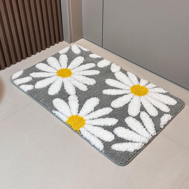 

Scandinavian Style Daisy Bathroom Non Slip Mat Absorbent And Quick Drying Bathroom Entrance Home Decoration Mats 40X60CM(1.3X2FT