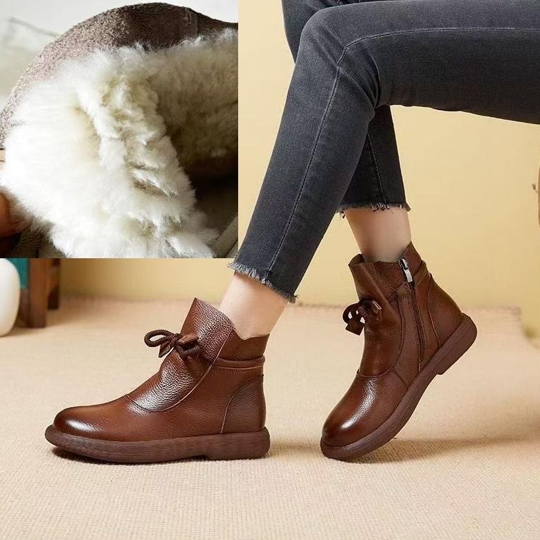 Natūralios odos šilti vilnoniai batai Žieminiai aulinukai moterims Medvilniniai batai Plokščiapadžiai Neslystantys Minkštapadžiai Moteriški batai