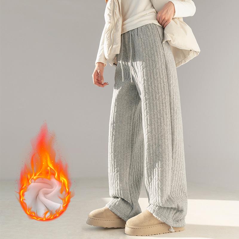 Women s Petite High-Waist Quilted Rhombus Cotton Wide-Leg Pants - Spring 2026 Collection S