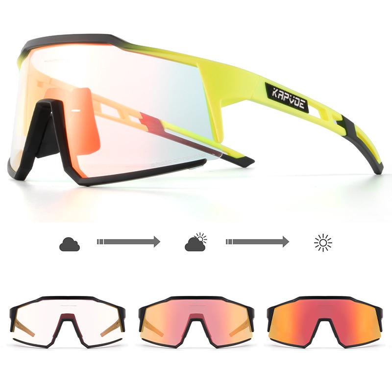 Kapvoe Unisex Color-Changing Cycling Sunglasses – Red-Blue Coated for Mountain & Road Biking