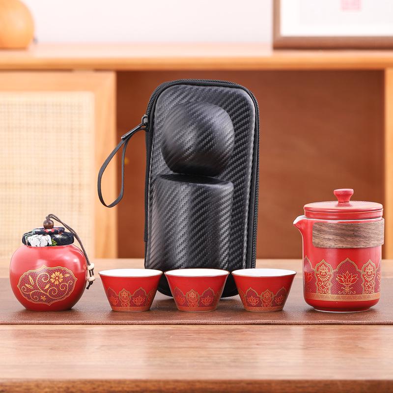Portable Ceramic Gongfu Outdoor Tea Set with Kuaike Cups - Ideal for Business Gifts and Travel.