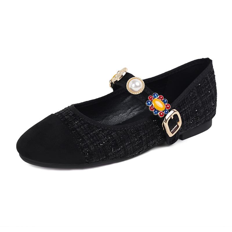 Fashion Single Shoe Women's 2025 New Floral Emblem Buckle Mary Jane Pumps Womens Spring/autumn Banquet Wedding Shoes High Heels Women