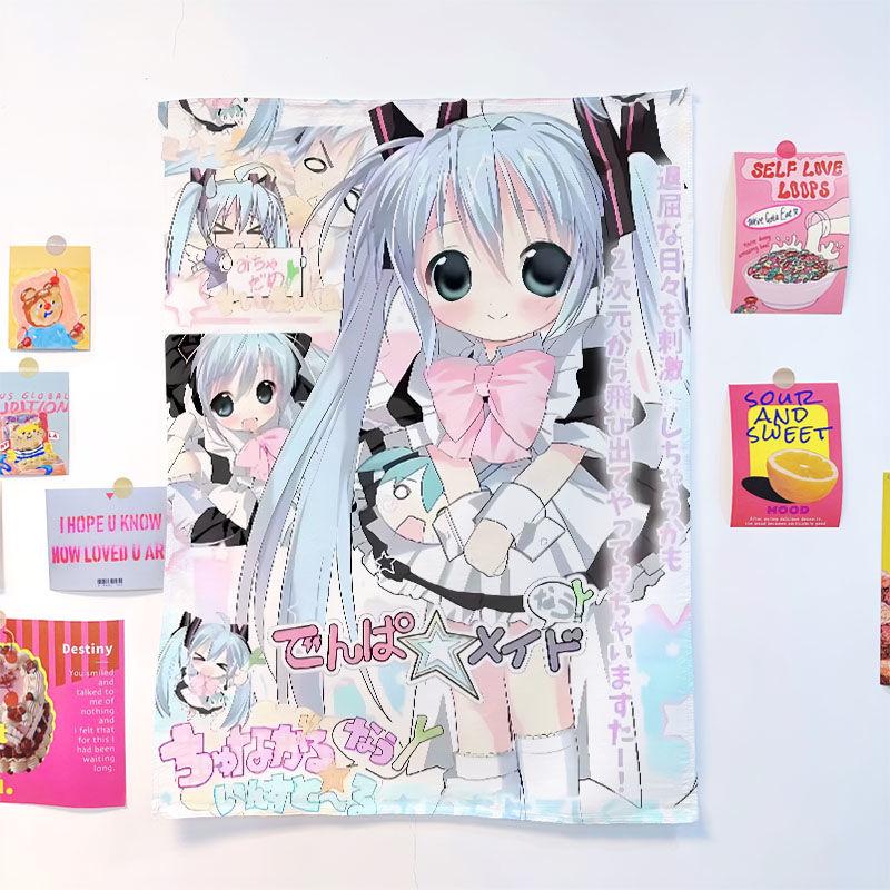 Accessory Birthday party Tapestry Lovely Anime Print Room Cartoon Wall Hanging Teens Favorite Anime Tapestry Room Decor