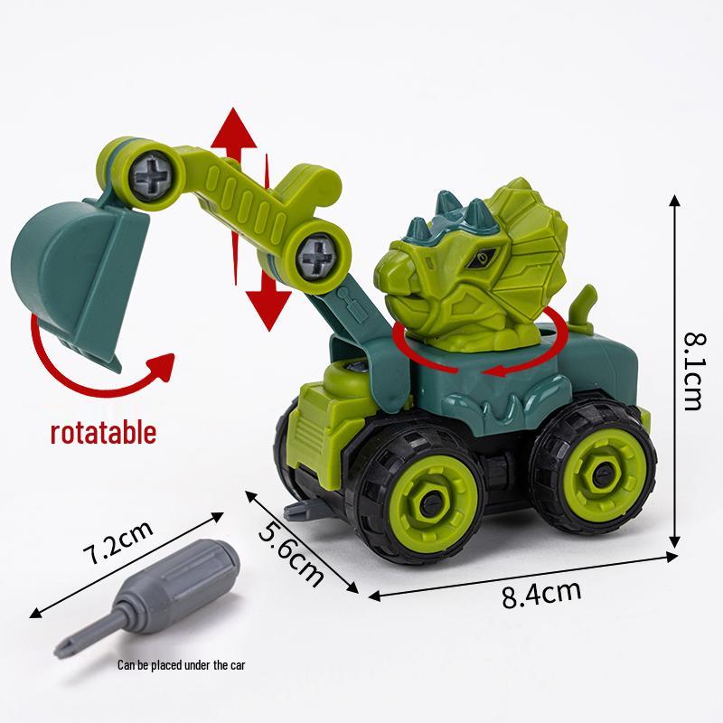 Construction Vehicle Cake Toppers: Excavator, Bulldozer, Roadblock Inserts, Figurines for Boys' Birthday