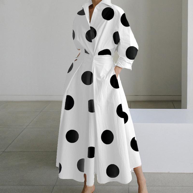 

Women s Autumn Fashion Long Sleeve V-Neck Printed Dresses XXL