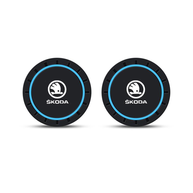 BAVI8 Car Coaster Waterproof Non-Slip Mat Water Cup Slot Decorate Accessories For Skoda Octavia 2 3 Fabia A7 Rapid Superb Kamiq Kodiaq