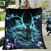 Art Fantasy Wolf Soft Plush Sofa Bed Throwing Cartoon Picnic Blankets Modern Flannel Blanket Gedruckt Bettdecke Geschenk Gift