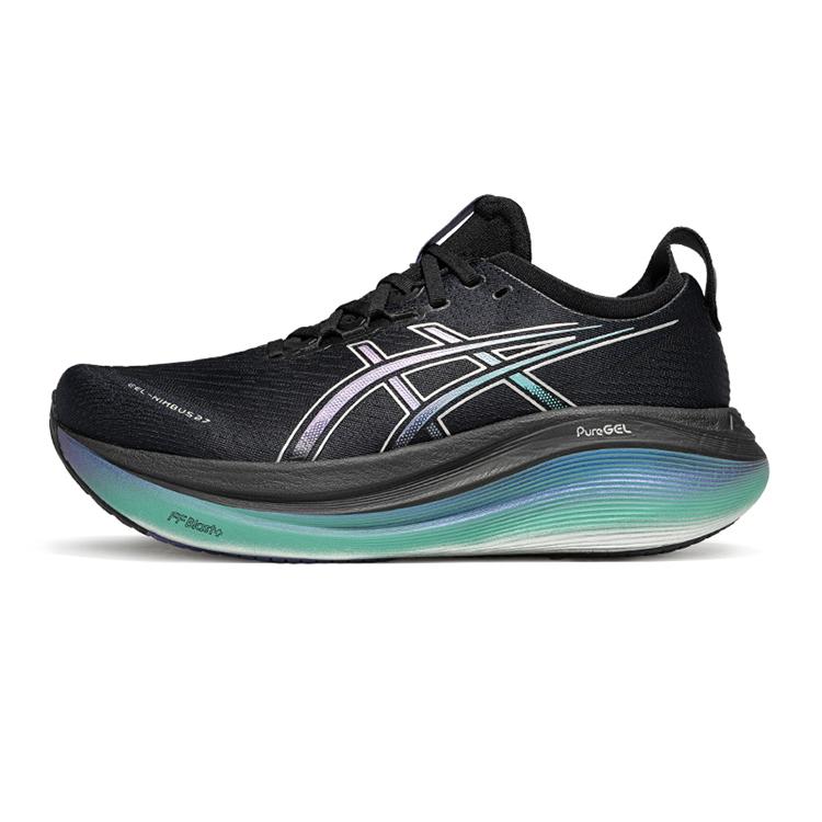 Asics Gel-Nimbus 27 Comfortable Versatile Fashionable Rebound Low-Top Running Shoes Men Sneakers Black Green 1011C174-001