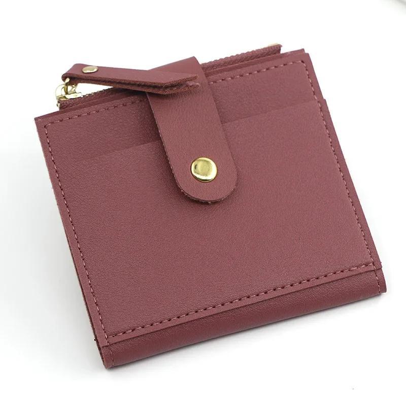 1 Pcs Pu Leather Purse Female Card Coin Holder Small Wallets Credit Cards Short Wallets Fashion Women's Wallet Zipper Pocket