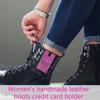 Western Boot Wallet With Strap, Fashion Leather Wallet,Slim Cowboy Billfold For Men Women