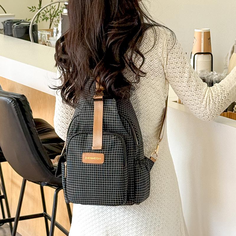 Leichte Brusttasche für Damen Kariert Mehrzweck-Rucksack