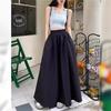 Damen Retro Taschen A-Linie Langer Rock Damen Lässig Locker Elastisch Hoher Bund Midi Rock Frühling Sommer Damen Schirmrock