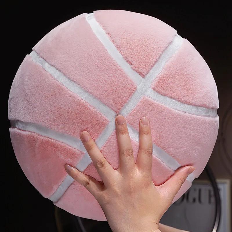 Weiches Flauschiges Basketball Kuschelkissen Niedliches Realistisches Ballförmiges Kissen Plüschdecke für Sofa Schlafzimmer Geburtstagsspielzeug