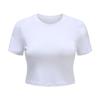 O Neck Knit White Crop Top Women Summer Casual T Shirt Basic Sexy Streetwear Ribber Black Short Sleeve Tops