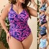 New European and American Large-size Multi-color Flower Print One-piece Slim-fit Bikini Women's Swimsuit