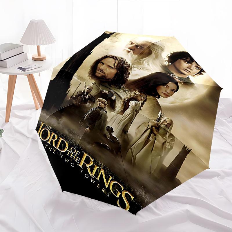 1pc The Lord of the Rings The Two Towers Automatic Folding Umbrella - Compact 8-Rib Design, Durable Plastic & Iron1174L