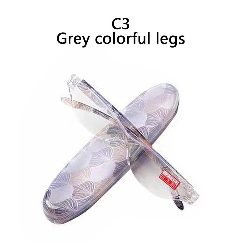 New Fashion Presbyopia Glasses Transparent Frame Flower Legs Cat-Eye High Definition Anti Blue Light Reading Glasses