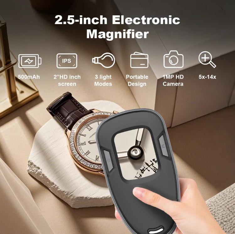 

Ultra-Light Portable Electronic Magnifying Glass 5X-14X Three-Speed Zoom Purple Light Checking Coin Khanbao Hd Detector чорний