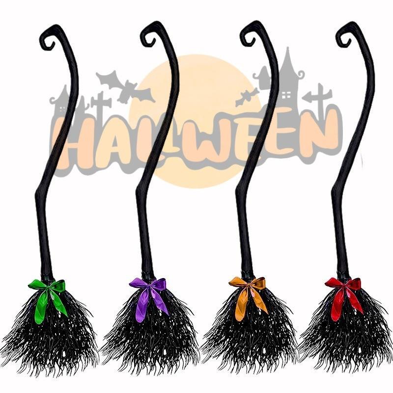 Halloween Witch Broom Plastic Witch Broomstick Broom Props Cosplay Broomstick for Halloween Costume Party Supplies Props Broom